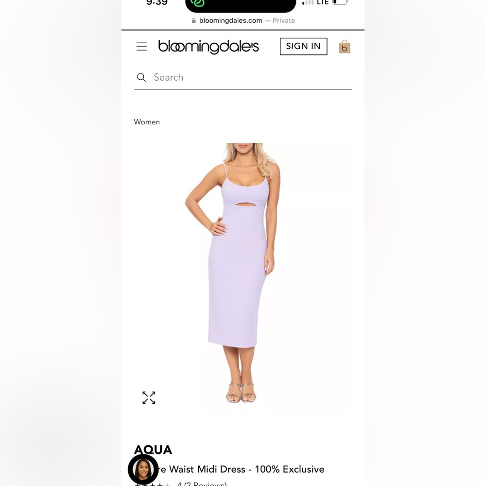 Aqua formal dress from Bloomingdale’s, size 2